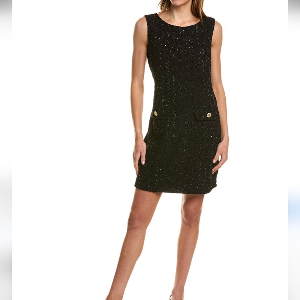 NWT Isaac Mizrahi New York Shimmering Little Black Dress Jackie O Style - Picture 7 of 11